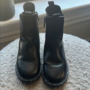 Zara Black Ankle Boots with Silver Studs